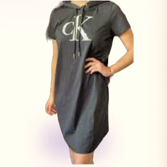 Calvin Klein Dresses & Skirts - Calvin Klein shortsleeve logo hoodie  dress Sz XL